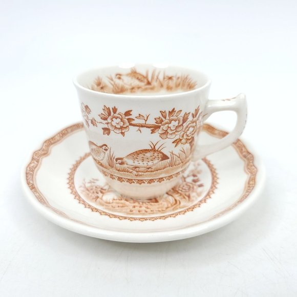4 Demitasse Mini Cup and Saucer Sets Tea Cups Floral Colonial Quail Vintage - Picture 2 of 13